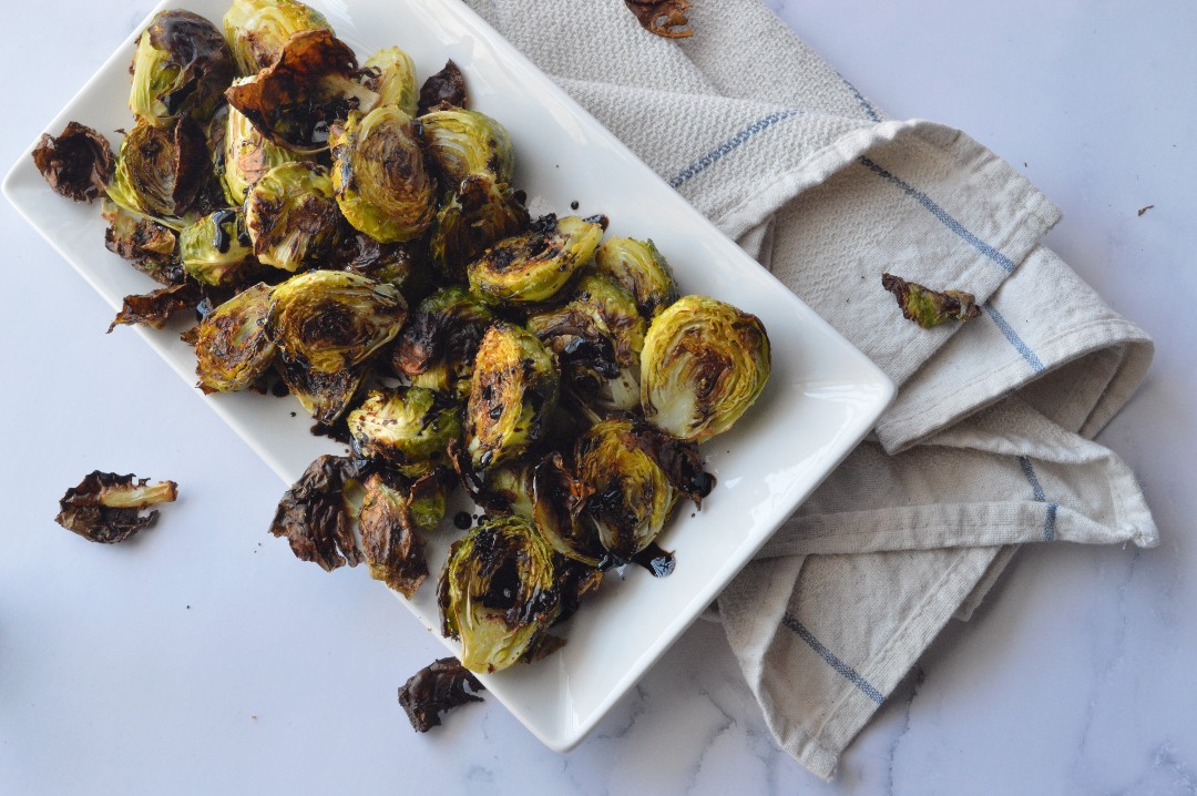 Roasted Brussels Sprouts with Spicy Balsamic Reduction